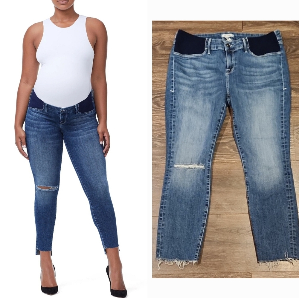 ❤️ GOOD AMERICAN GOOD MAMA THE HONEYMOON LOW RISE SKINNY CROP JEANS 18 MATERNITY